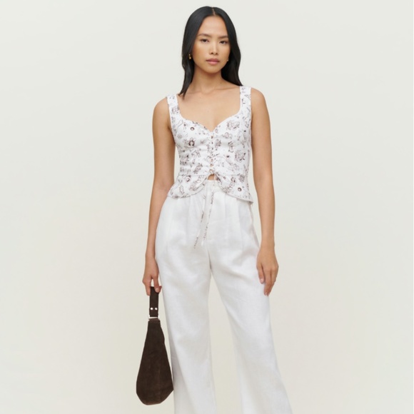 Reformation Kaleb Linen Top - Viva Las Vegas Print - Picture 3 of 5